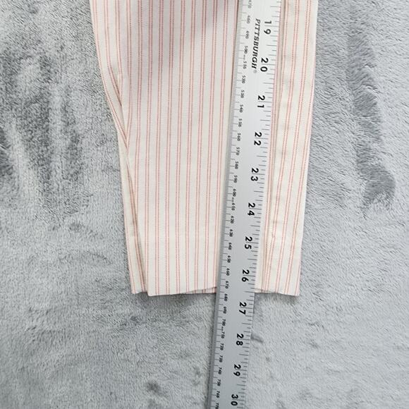 Anthropologie Pants Womens 4 Cream Red Striped Essential Slim Trousers Stretch - Picture 8 of 10